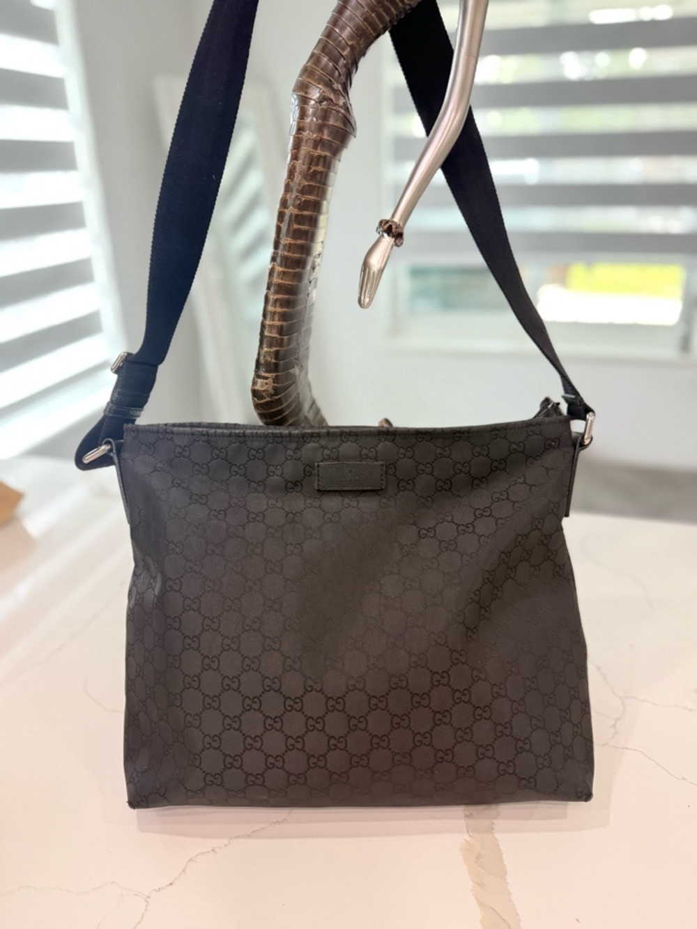 Gucci Black Monogram Crossbody Shoulder Bag/ Messenger Bag